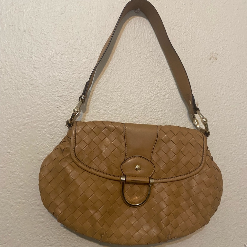 Anne Klein Brown Woven Shoulder Bag